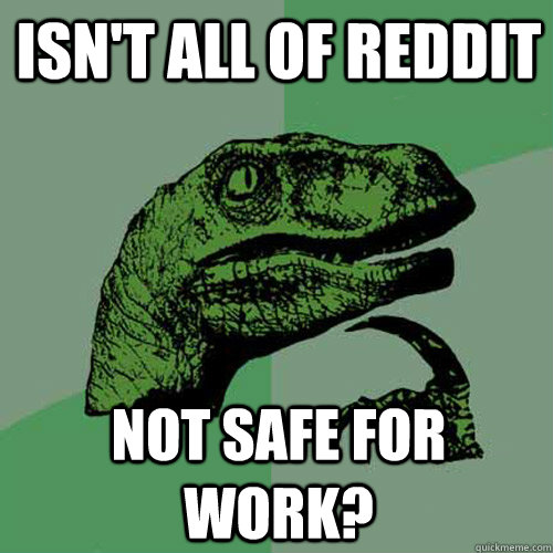 isn't all of reddit not safe for work? - isn't all of reddit not safe for work?  Philosoraptor