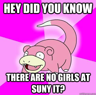 hey did you know There are no girls at SUNY IT?  Slowpoke