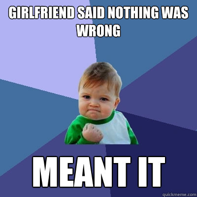 Girlfriend said nothing was wrong Meant it  Success Kid