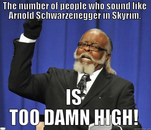 THE NUMBER OF PEOPLE WHO SOUND LIKE ARNOLD SCHWARZENEGGER IN SKYRIM. IS TOO DAMN HIGH! Misc