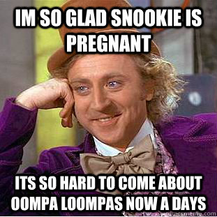 im so glad snookie is pregnant  its so hard to come about oompa loompas now a days   Condescending Wonka