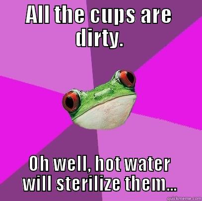 ALL THE CUPS ARE DIRTY. OH WELL, HOT WATER WILL STERILIZE THEM... Foul Bachelorette Frog