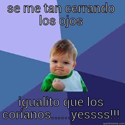 SE ME TAN CERRANDO LOS OJOS IGUALITO QUE LOS CORIANOS......YESSSS!!! Success Kid