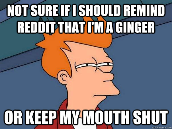 Not sure if i should remind reddit that i'm a ginger or keep my mouth shut - Not sure if i should remind reddit that i'm a ginger or keep my mouth shut  Futurama Fry