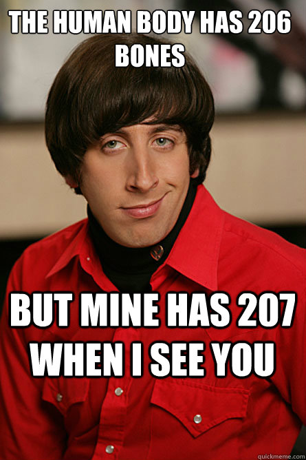 the human body has 206 bones but mine has 207 when I see you  Pickup Line Scientist