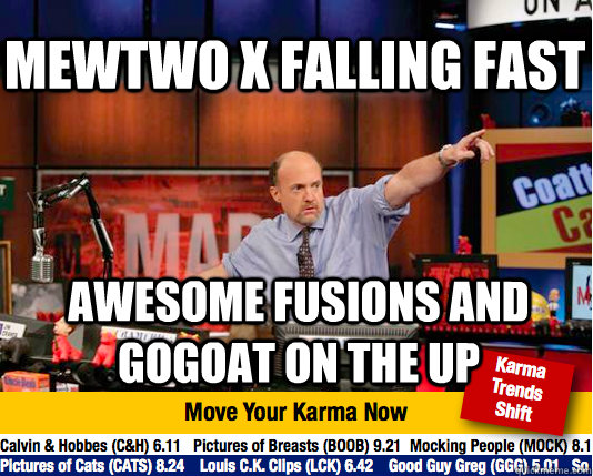 Mewtwo x falling fast Awesome fusions and Gogoat on the up  Mad Karma with Jim Cramer