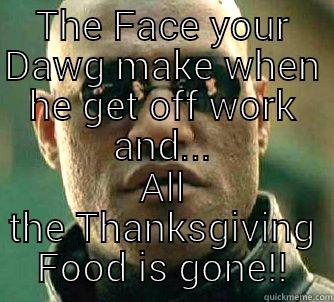 THE FACE YOUR DAWG MAKE WHEN HE GET OFF WORK AND... ALL THE THANKSGIVING FOOD IS GONE!! Matrix Morpheus