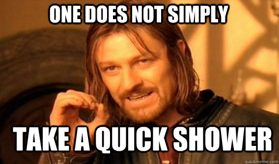 One does not simply take a quick shower  Boromir