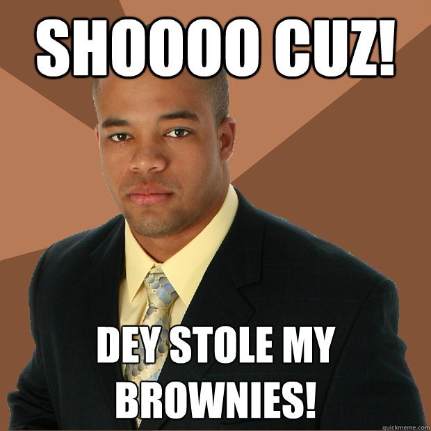 Shoooo cuz! Dey stole my brownies!  Successful Black Man