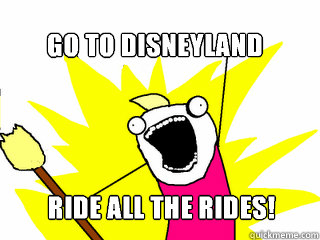 go to Disneyland ride all the rides!  All The Things