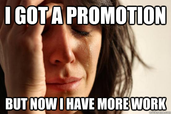 I got a promotion but now i have more work - I got a promotion but now i have more work  First World Problems