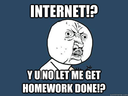 Internet!? y u no let me get homework done!?  Y U No