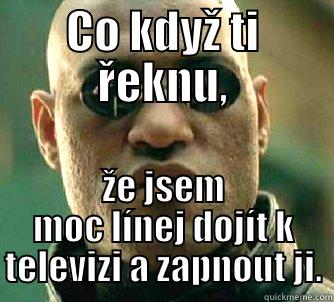 CO KDYŽ TI ŘEKNU, ŽE JSEM MOC LÍNEJ DOJÍT K TELEVIZI A ZAPNOUT JI. Matrix Morpheus