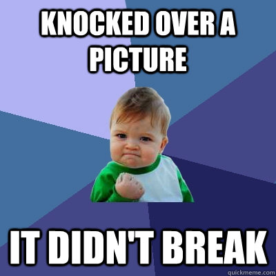 Knocked over a picture It didn't break  Success Kid