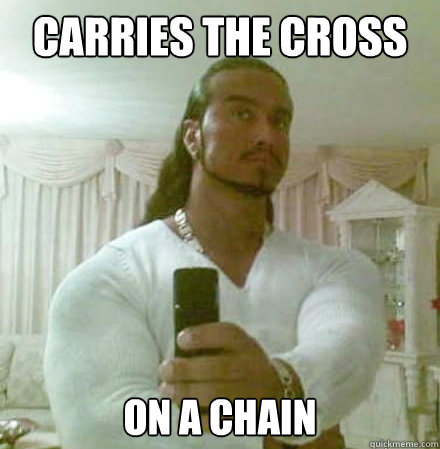 carries the cross on a chain  Guido Jesus