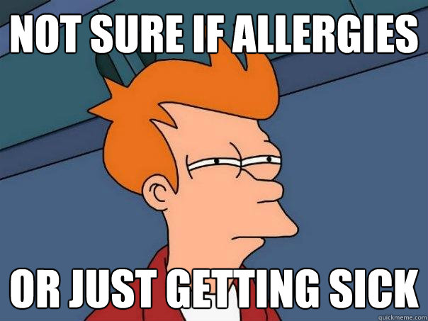 not sure if allergies or just getting sick - not sure if allergies or just getting sick  Futurama Fry