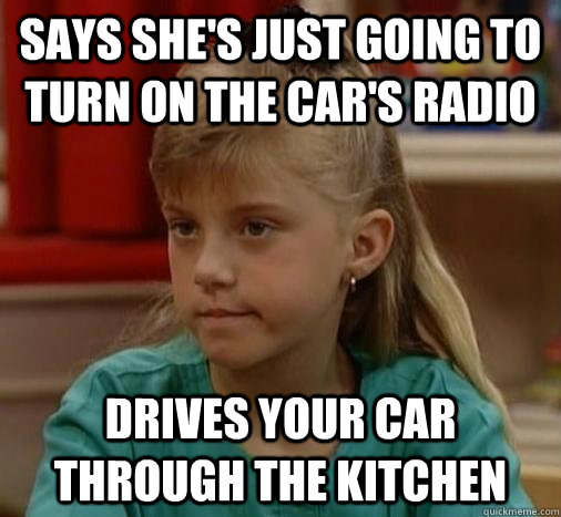 Says she's just going to turn on the car's radio drives your car through the kitchen  Scumbag Stephanie