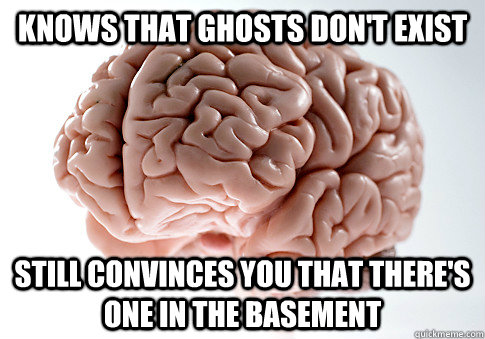 KNOWS THAT GHOSTS DON'T EXIST STILL CONVINCES YOU THAT THERE'S ONE IN THE BASEMENT   Scumbag Brain