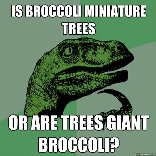 is broccoli miniature trees or are trees giant broccoli?  Philosoraptor