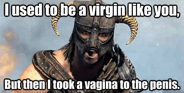 I used to be a virgin like you, But then I took a vagina to the penis.  Took an Arrow to the Knee