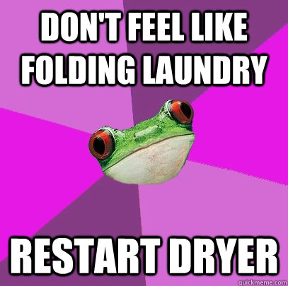 don't feel like folding laundry restart dryer  Foul Bachelorette Frog