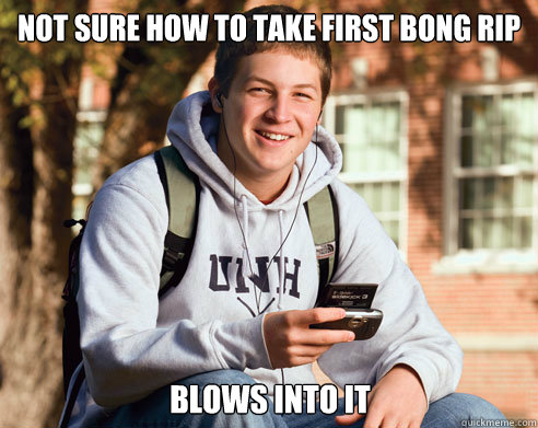 Not sure how to take first bong Rip Blows into it  College Freshman