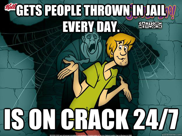 gets people thrown in jail every day. is on crack 24/7  Irrational Shaggy