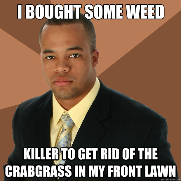 i bought some weed killer to get rid of the crabgrass in my front lawn - i bought some weed killer to get rid of the crabgrass in my front lawn  Successful Black Man