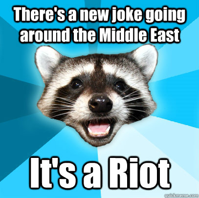 There's a new joke going around the Middle East It's a Riot  Lame Pun Coon