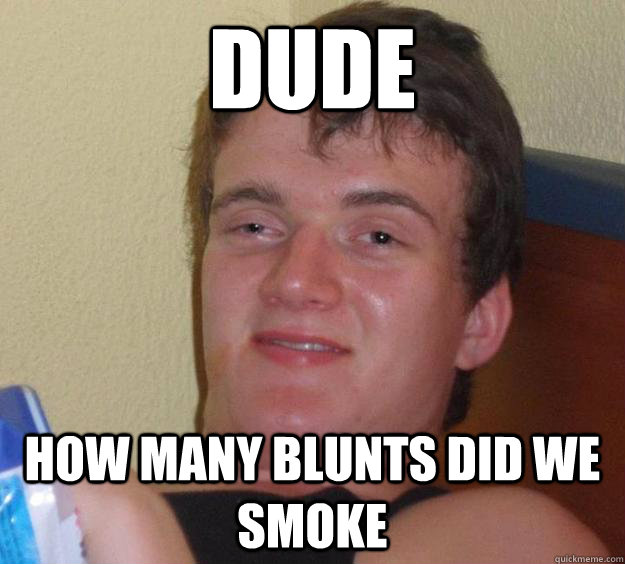 DUDE how many blunts did we smoke - DUDE how many blunts did we smoke  10 Guy