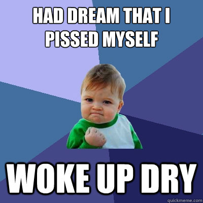 Had dream that i pissed myself woke up dry  Success Kid