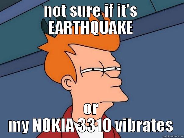 not sure - NOT SURE IF IT'S EARTHQUAKE OR MY NOKIA 3310 VIBRATES Futurama Fry