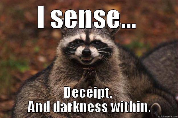 I SENSE... DECEIPT.  AND DARKNESS WITHIN. Evil Plotting Raccoon