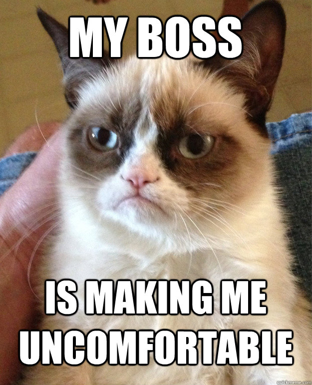 my boss is making me uncomfortable  Grumpy Cat