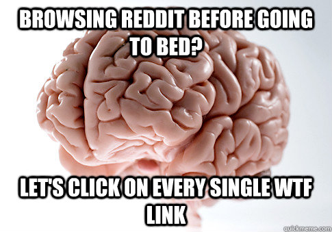 Browsing Reddit before going to bed? Let's click on every single WTF link  Scumbag Brain