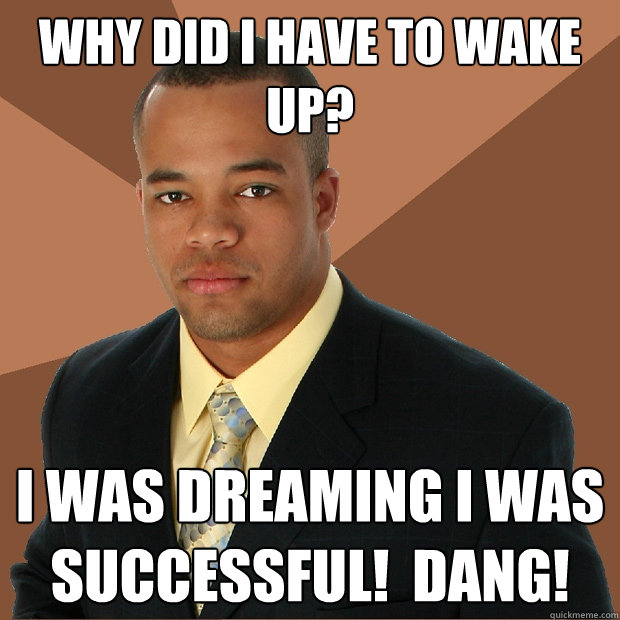 Why did I have to wake up? I was dreaming I was successful!  Dang!  Successful Black Man