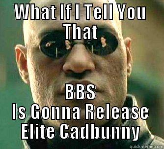 WHAT IF I TELL YOU THAT BBS IS GONNA RELEASE ELITE CADBUNNY Matrix Morpheus