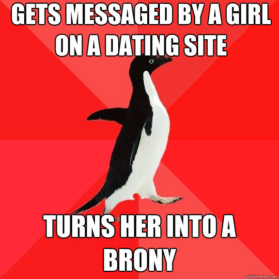 gets messaged by a girl on a dating site turns her into a brony  Socially Awesome Penguin