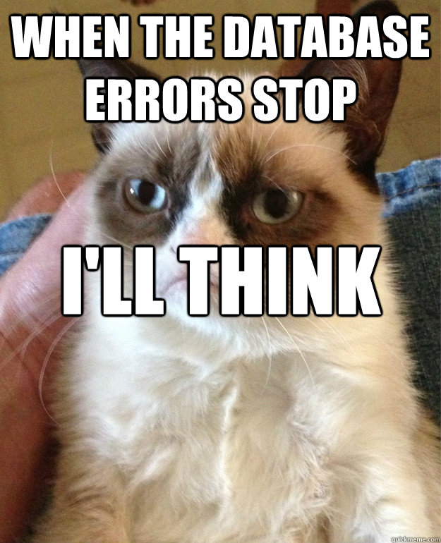 when the database errors stop i'll think about smieling  Grumpy Cat