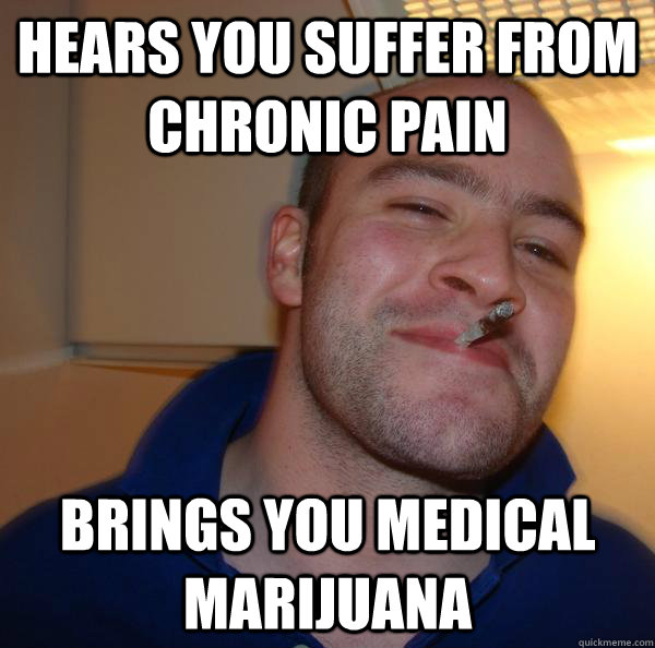 Hears you suffer from chronic pain Brings you medical marijuana - Hears you suffer from chronic pain Brings you medical marijuana  Misc