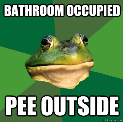 Bathroom Occupied Pee outside  Foul Bachelor Frog