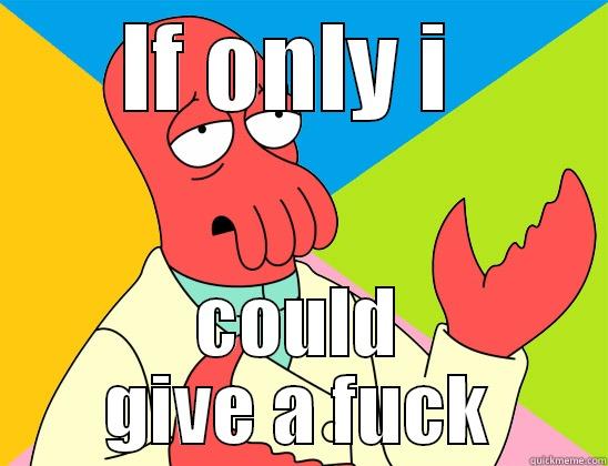 give a fuck - IF ONLY I  COULD GIVE A FUCK Futurama Zoidberg 