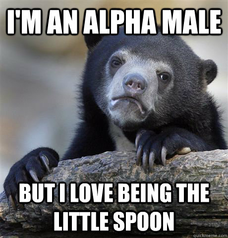 I'm an alpha male but I love being the little spoon  Confession Bear