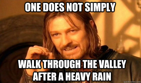 one does not simply walk through the valley after a heavy rain  Boromir