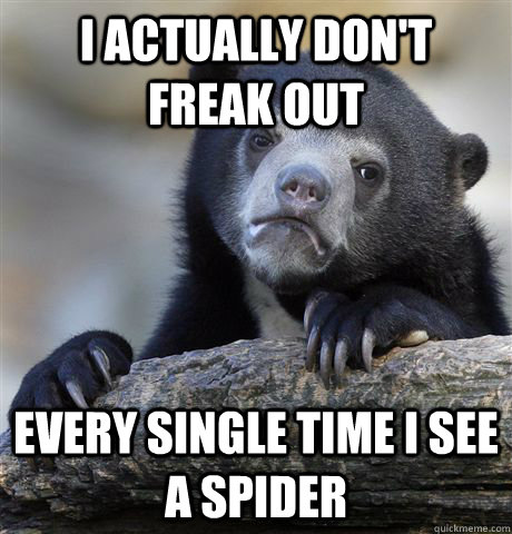 I actually don't freak out every single time i see a spider  Confession Bear