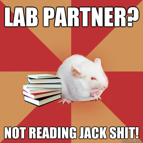 Lab partner? not reading jack shit!  Science Major Mouse