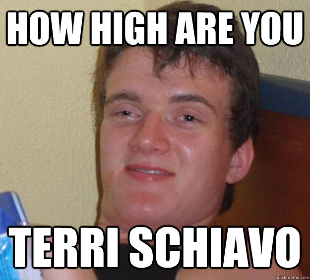 how high are you Terri Schiavo   10 Guy