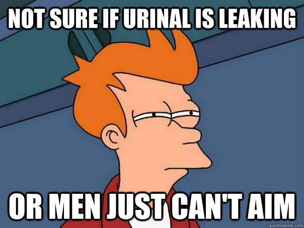 Not sure if urinal is leaking  or men just can't aim - Not sure if urinal is leaking  or men just can't aim  Futurama Fry