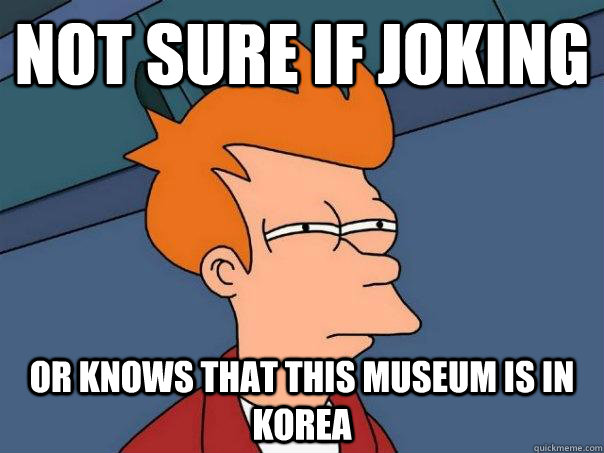 NOT SURE IF joking OR knows that this museum is in Korea - NOT SURE IF joking OR knows that this museum is in Korea  Futurama Fry