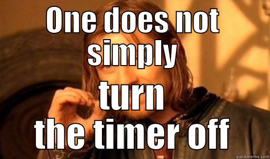 Timer trouble - ONE DOES NOT SIMPLY TURN THE TIMER OFF Boromir